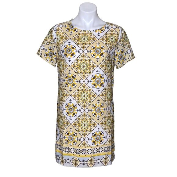 Lulus Yellow Dandy Lion Yellow Print Shift Dress, Short Sleeve Women's Size S - Picture 3 of 14